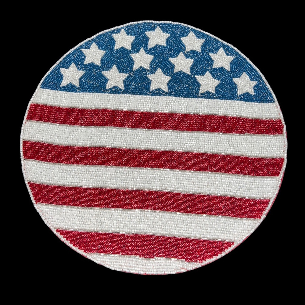 Williamstown American Flag 4th of July Patriotic Beaded Placemats Charger